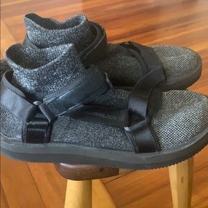 Brand black sock lined sandals